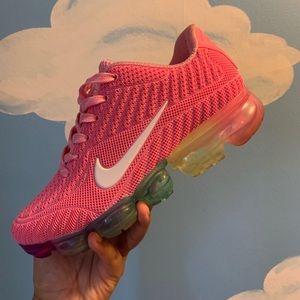 Pink rainbow Nike vapormax flyknit sneakers